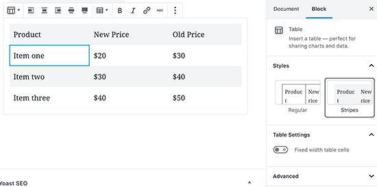 tableblock - Gutenberg Nasıl Kullanılır?