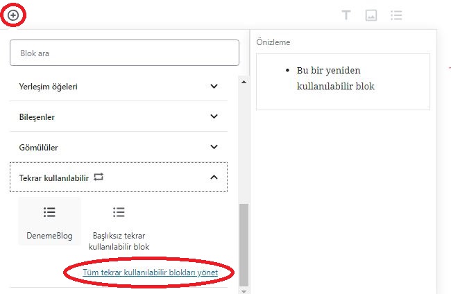 tekrar kullanilir blog 4 - Gutenberg Nasıl Kullanılır?