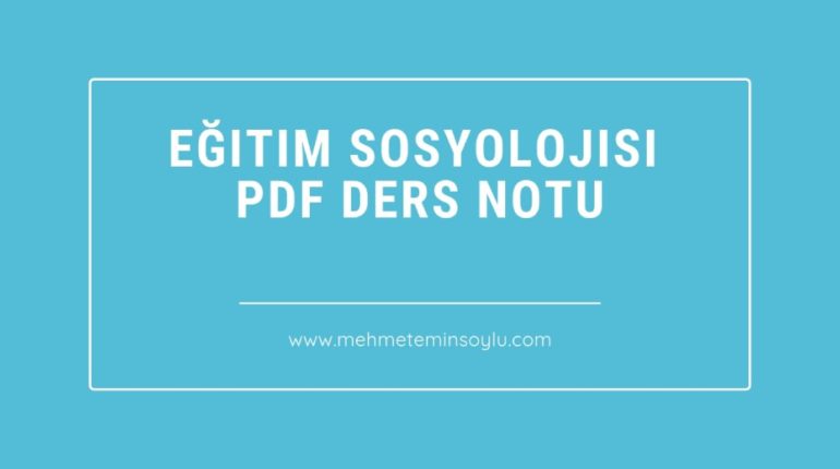 Eğitim Sosyolojisi Pdf